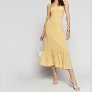Reformation Strapless Yellow Dress